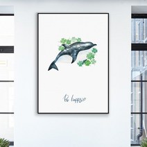 따쟁이공방 고래의꿈 Be Happy 알루미늄 인테리어액자, 무광블랙
