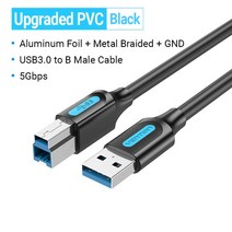 리코gr2 cctv 카메라 케이블Vention-USB 프린터 케이블 USB 3.0 유형 A Male B 캐논 엡손 ZJiang 레이블 2., 03 USB3.0 black_02 1m