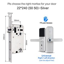 도어락 ttlock 앱 와이파이 스마트 지문 잠금 스마트 블루투스 디지털 앱 키패드 코드 열쇠가없는 전자 잠금 15, 2405050 실버