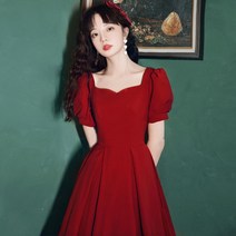 벨벳 레드 드레스 이브닝파티 셀프웨딩 디너 파티 피로연 스튜디오 촬영 원피스 샴페인