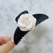 SUNNYDAY 까멜리아 꽃 반달 헤어집게핀 반머리 올림머리 헤어핀 머리핀 삔 큰 대형 왕 빅 사이즈 UU2