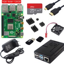 라즈베리파이공식 라즈베리 파이 4 2GB 4GB 8GB RAM 보드 ABS 케이스 5V 3A 스위치 전원 공급 장치 카드, CN_4GB RAM 128GB