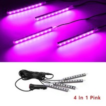 그랜저hg엠비언트 led 바 자동차 인테리어 백라이트 주변 분위기 발 조명 기타램프용품, 4x9 핑크