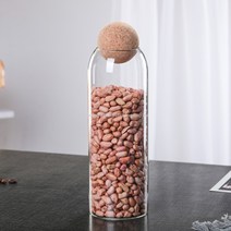 유리병 잡곡 곡물 차 커피 원두 밀폐 코르크마개 병 저장통 보관함 4종, 1600ml 캡 밀폐통(높이 25cm)ml