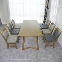 [우아미아이] [우아미가구]N4118 6인 원목 식탁 세트(의자형) 2colors, 색상:네이비의자6개, 본상품선택