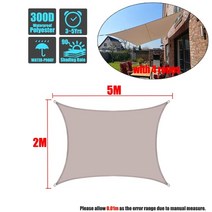 khaki all size 방수 sun shade sail square 사각형 삼각형 정원 테라스 canopy pool shade camp 하이킹 야드 천막, 2x5m