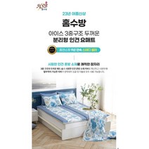 홈수방 23SS NEW 뽀송뽀송 쿨 인견 분리형 요매트+바디필로우(인견제품), 블루 플라워