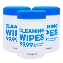 퓨어네이처 세정살균 청소용물티슈 파워 소독티슈 180매입, 라벤더향 3통(1통/180 매입))