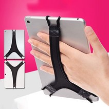 아이패드 갤럭시탭 태블릿 스탠드 거치대 Powstro 휴대용 태블릿 손잡이 그립 스트랩 미니 태블릿 한 손 작업 스트랩 삼각형 고정 플랫 스트랩 IPad 2/3/4 에어 프로, 01 Black