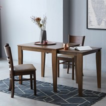 [리비니아] HPM 크리미 케빈 원목 슬라이딩 확장형 2인 4인 식탁세트 2type 2color 2size, 원목디자인, 2인용 - 확장형식탁 1개 + 의자 2개, 월넛