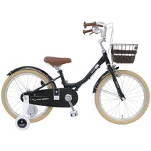 [삼천리보조바퀴달아] [삼천리자전거/하운드] 시애틀 클래식 18인치 어린이 아동용 보조바퀴 자전거 바구니 107cm 이상 5세부터, 완전조립, 블랙