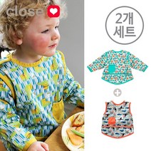 [클로즈]긴팔 방수턱받이/긴팔 유아 앞치마+민소매 방수턱받이/민소매 유아앞치마/유아앞치마/유, 선택완료, 베어(앞치마)/오랑우탄(민소매 턱받이)