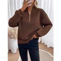 후드집업 하프 지퍼 드롭 숄더 스웨트셔츠