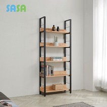 사사가구 우드픽 참죽원목 스틸 책장 선반장 800, 내추럴