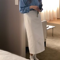 3colors 톡톡 앞트임 뒷트임 h라인 일자 바스락 코튼 핀턱 맥시 롱 스커트 출근룩