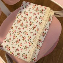 SKANDSALO 클래식 블루 플라워 피크닉 테이블보 무드 퀼트 면린넨 스윗 차 탁자보 전원 카메라, 70*100cm, 레드 플라워 러플
