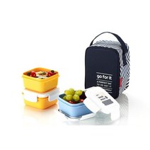 직장인 다이어트 미니 보온 도시락세트 3단 반찬통 보관용기 초등학생 어린이 과일 샐러드, 색상, 네이비