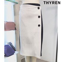 티렌 투톤 스트라이프 페이크 랩스커트 L193PWS771