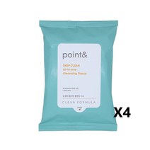 포인트앤 딥 클린 올인원 클렌징티슈 여행용, 20매, 4개