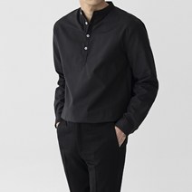 남자 빅사이즈 헨리넥 카라 긴팔 셔츠 옥스포드 무지 남방