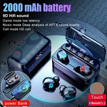 EFFEOKKI 낮은 대기 시간 Bluetooth 5.2 Tws 무선 이어폰 헤드셋 게임 및 음악 용 2000Mah 보조베터리 마이크가있는 이어폰, 01. SKY5-Black