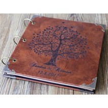 웨딩앨범 포토앨범 10 인치 사용자 정의 빈티지 새겨진 PU 레이저 가죽 사진 블랙 페이지 스크랩북 북, 50sheets kraft paper