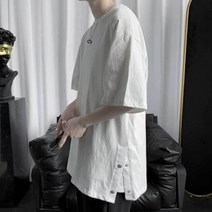 옆트임 남자 박스티 여름 반팔 티셔츠 라운드넥 카라 남성 면티 무지 박스티 헨리넥 티셔츠 옷 남자 쿨