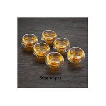 고급막걸리내열성 투명 더블 레이어 유리 작은 쿵푸 차 컵 세트 시음 단열 핫 머그잔 중국어 찻잔, 50ml-6pcs