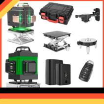 전문가용 3D 레이저레벨기 수평기 적외선 360도 회전 원격 제어, E. 독일 오스람 16라인 블루 라이트+삼각대