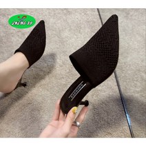 SHENGBO니트 소재 뾰족코 7cm 특이한 여성 구두 뮬 샌들NO.001QDR2L
