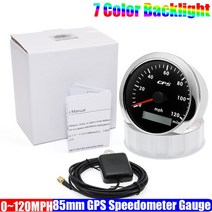 2023 새로운 85MM GPS 속도계 게이지 7 색 백라이트 30 ~ 200MPH 보트 자동차 오토바이 안테나 방수, 07 120MPH BS