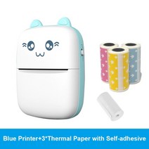 영수증사진기 프린터 인화기 사진기 영수증 열전사 mini Thermal printer 무선 bt 200dpi photo label memo wrong question--msS, 4개의 롤 c가 있는 파란색