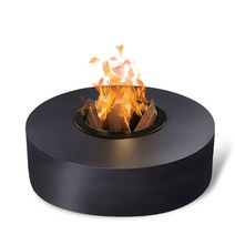 야외 화로테이블 캠핑 화로 테이블 숯불 불멍 모닥불 장작 화롯대 펜션 감성 불판 바베큐 파이어, 블랙 원통형 테이블 900mm