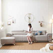 아로미가구 앨빈 아쿠아텍스 스웨이드 4인용소파, 앨빈4인_스테인리스다리_스카이블루