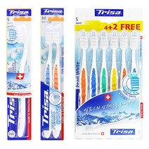 [3852/4545/4514/3883/4576/3906] 트리사 펄화이트 칫솔 1P 2P 6P 부드러운모 보통모 강한모 스위스산 유럽생산성 1위, [3906] 부드러운모 6P