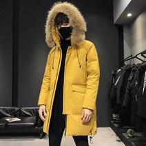 덕트 닥트 자재 남성 따뜻한 자켓 겨울 파카 모피 칼라 윈드 브레이커 다운 코트 두꺼운, nyys929노랑, s