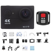 액션 바디캠 울트라 HD 4K/30fps 오리지널 H9 카메라 와이파이 2.0 인치 170D 수중 방수 헬멧 비디오 녹화 스포츠 캠, [06] Black-Telecontrol, [01] No Card