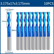 XCAN 엔드 밀 밀링 커터 3.175mm 샹크 CNC 라우터 비트 나노 블루 코팅 초경 조각 도구, 10pcs Flat Mill