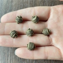 천주교성물 첫영성체선물 묵주 15pcs 9mm 천공 진흙 라운드 새겨진 금속 보석 비즈 diy 수제 팔찌 액세서리 이슬람 lslamic 도매, 02 브론즈