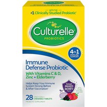 컬처렐 이뮨 디펜스 프로바이오틱 엘더베리 비타민C 아연 츄어블 28패킷 Culturelle, 28츄어블