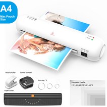 소형코팅기 가정용 SL280 라미네이터 기계 세트 A4 크기 냉온 라미네이션 2 롤러 시스템 w/ 12 라미네이팅 파우치 종이 커터 코너 라운더 속삭이는, [04] EU