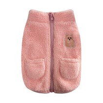 퍼니퍼플 강아지 반려동물 옷 파스텔 테디베어 후리스 조끼, 핑크 L