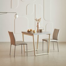 한샘 프레임 스틸 대리석 2인 식탁세트 (위드의자2 포함), 식탁:A형, A형: F오트밀