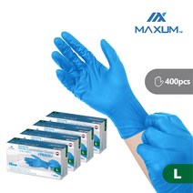 MAXUM [맥섬]식품용니트릴장갑4.5 UP!!! 고중량(400매)맥섬피스 직접제조(미국 수출경험 제품 정부납품경험 한국기업직접 공장운영) 국산원재료 NO합성원료, 블루, 대(L), 400매