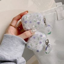 에어팟2세대케이스 에어팟3세대케이스 에어팟 프로 케이스 실리콘 케이스+키링 에어팟 보호커버 귀여운 케이스, 흰색 튤립, Airpods pro