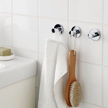 이케아 SKOGHALL 스콕할 접착식 후크 욕실 타올 수건 걸이, 크롬도금