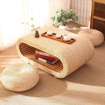 TAOYE 다다미 라탄 티 테이블 수납테이블, 테이블/소