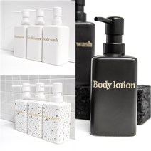 홈스토킹 욕실 디스펜서 화이트 골드 370ml 사각 도자기 샴푸통, 사각 블랙 골드 370ml, 라벨없음, 1개