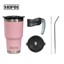 모핀 대용량 진공텀블러 선택04 [텀블러+씰링캡+손잡이+빨대+청소솔], 880ml, 핑크