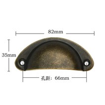 골동품 인테리어 수집용 81mm 35mm 레트로 당겨 쉘 모양 서랍 캐비닛 옷장 가구, 구멍 피치 64mm, 그린 브론즈